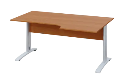 ERK 18 - 166 stůl kancelářský, rohový, pravý, kovová podnož bílá, deska 18 mm, široký 1600 mm, olše jantar